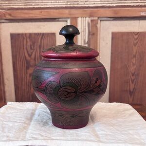 Russian Handcrafted Decorative Jar with Lid